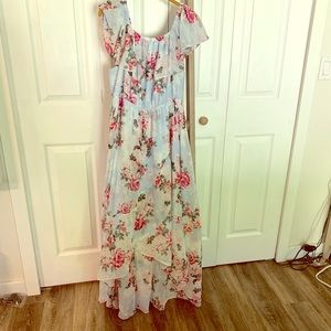 torrid Dresses - Blue floral chiffon hi-lo maxi dress torrid Dresses - Blue floral chiffon hi-lo maxi dress